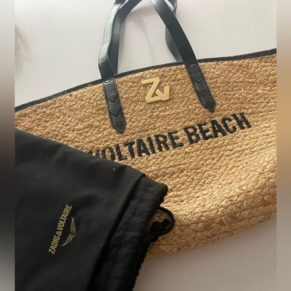 Zadig & Voltaire Initiale Woven Jute Tote FLAWED - Picture 14 of 14